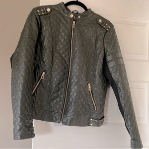 CoffeeShop Quilted Faux Leather Black Moto Jacket Size XL